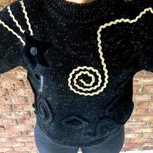 Vintage Jamie Scott 80s Metallic Mock Neck Sweater